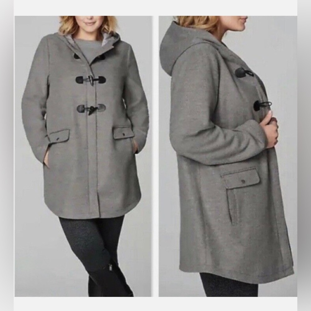 J Jill Gray Toggle Hooded Zipper Jacket Coat Women’s size Large Lined $239